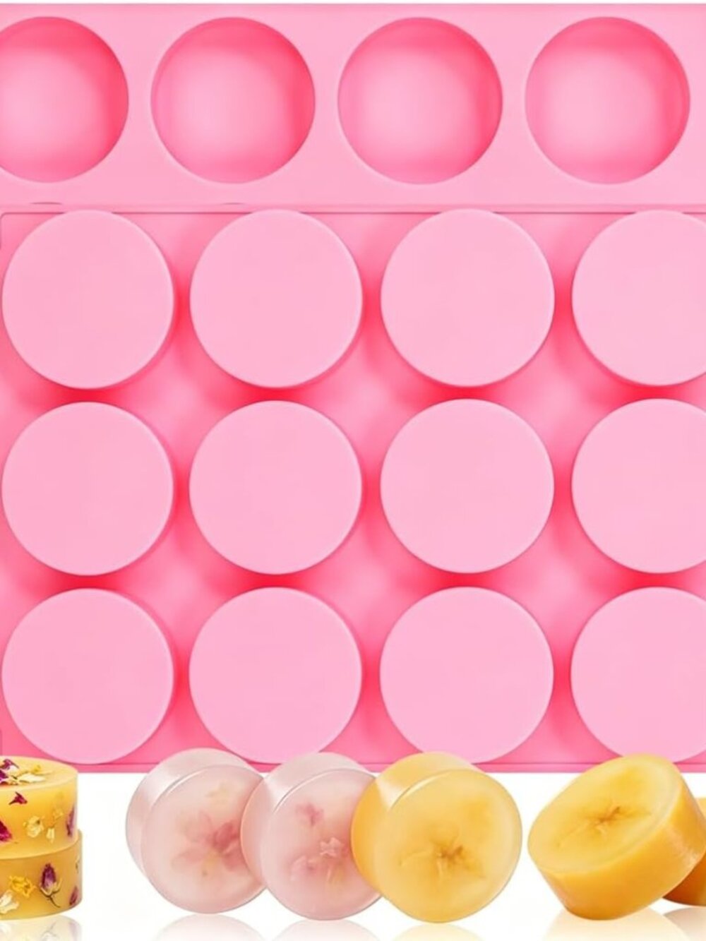 Round Soap Mold Set, 2-Pack 12-Cavity Silicone Soap Molds